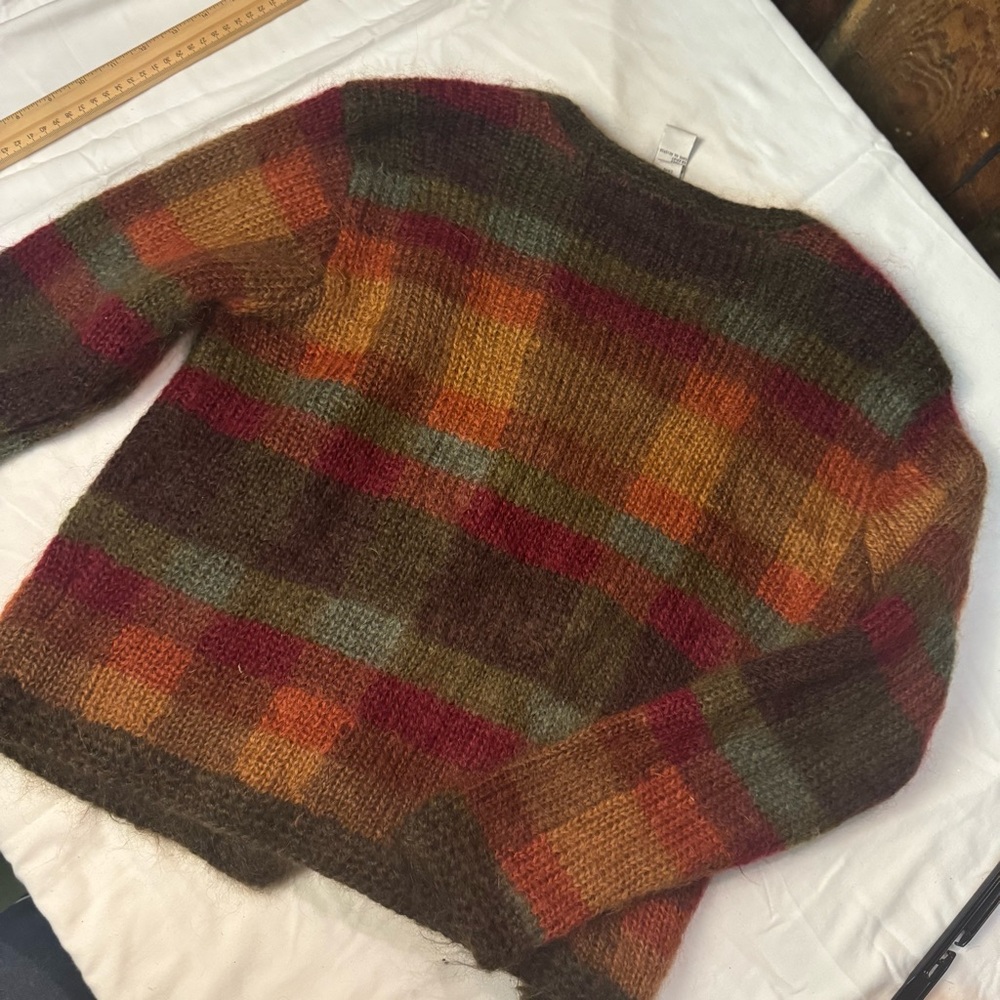 HAND KNIT …Talbots Autumn Tones Plaid Cardigan. Perfect condition - Picture 9 of 11